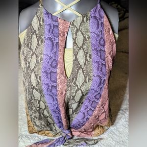 Willow and Root Size Medium High Neck  Snake Print Tank Top